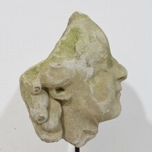 Carved stone head fragment, France circa 1750