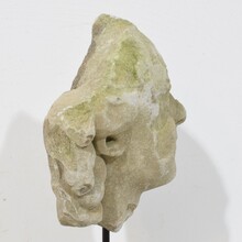 Carved stone head fragment, France circa 1750