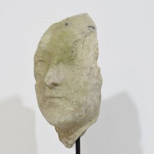 Carved stone head fragment, France circa 1750