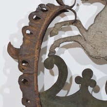 Forged iron folk art baroque tavern sign, France circa 1750