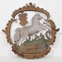 Forged iron folk art baroque tavern sign, France circa 1750