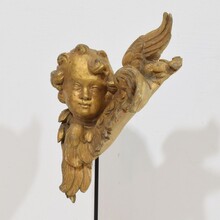 Hand carved baroque winged angel head, Italy circa 1750