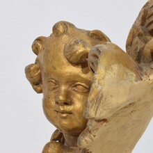 Hand carved baroque winged angel head, Italy circa 1750