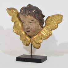 Hand carved baroque winged angel head, France circa 1750
