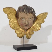 Hand carved baroque winged angel head, France circa 1750