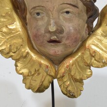 Hand carved baroque winged angel head, France circa 1750