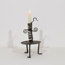 Hand forged rat de cave candleholder, France 18th century