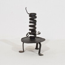 Hand forged rat de cave candleholder, France 18th century