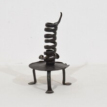 Hand forged rat de cave candleholder, France 18th century