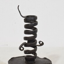 Hand forged rat de cave candleholder, France 18th century