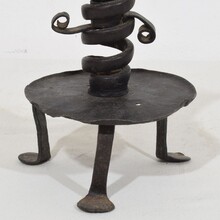 Hand forged rat de cave candleholder, France 18th century