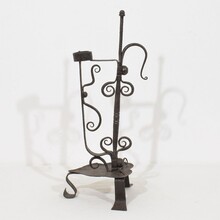 Large hand forged iron rat de cave candleholder, France 18th century