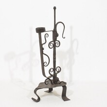 Large hand forged iron rat de cave candleholder, France 18th century
