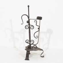 Large hand forged iron rat de cave candleholder, France 18th century