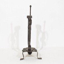 Large hand forged iron rat de cave candleholder, France 18th century