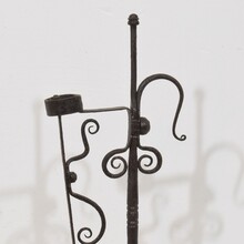 Large hand forged iron rat de cave candleholder, France 18th century