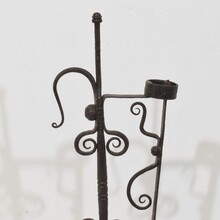 Large hand forged iron rat de cave candleholder, France 18th century