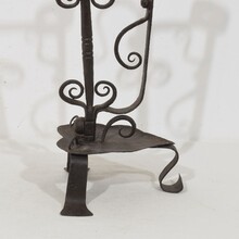 Large hand forged iron rat de cave candleholder, France 18th century