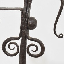 Large hand forged iron rat de cave candleholder, France 18th century
