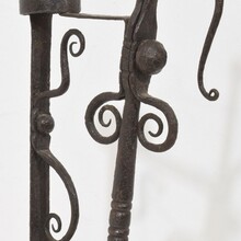 Large hand forged iron rat de cave candleholder, France 18th century