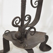 Large hand forged iron rat de cave candleholder, France 18th century