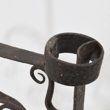 Large hand forged iron rat de cave candleholder, France 18th century