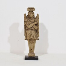 Neoclassical hand carved oak caryatid angel figure, France circa 1780