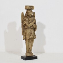 Neoclassical hand carved oak caryatid angel figure, France circa 1780