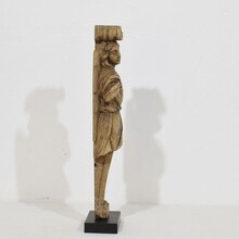 Neoclassical hand carved oak caryatid angel figure, France circa 1780