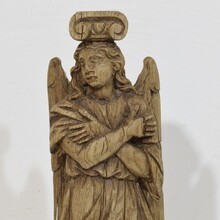 Neoclassical hand carved oak caryatid angel figure, France circa 1780