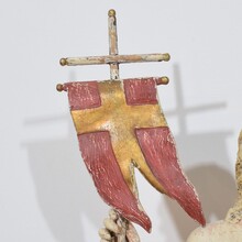 Risen Christ/ resurrection statue with flag, France circa 1750
