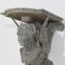 Belle epoque cast zinc alloy wall console/ pedestal, France circa 1880