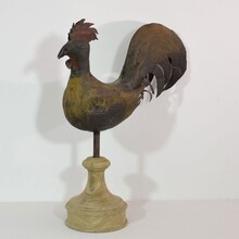 Folk art art iron rooster or cockerel weather-vane, France circa 1850-1900