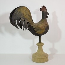 Folk art art iron rooster or cockerel weather-vane, France circa 1850-1900