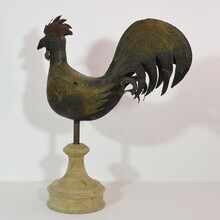 Folk art art iron rooster or cockerel weather-vane, France circa 1850-1900