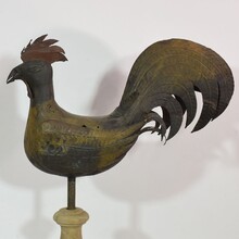 Folk art art iron rooster or cockerel weather-vane, France circa 1850-1900