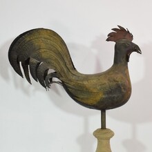 Folk art art iron rooster or cockerel weather-vane, France circa 1850-1900