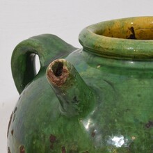 Glazed earthenware walnut oil jug, France circa 1850-1900