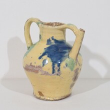 Glazed terracotta jug or water cruche/Orjol, France circa 1800-1850