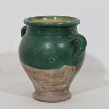 Green glazed ceramic confit jar/pot, France circa 1850-1900