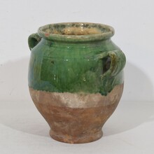 Green glazed ceramic confit jar/pot, France circa 1850-1900
