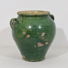 Green glazed ceramic confit jar/ pot, France circa 1850-1900