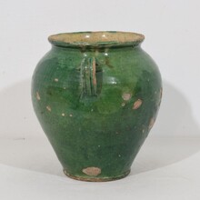 Green glazed ceramic confit jar/ pot, France circa 1850-1900