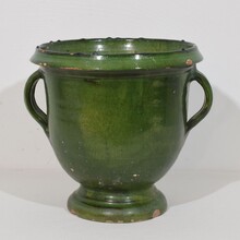 Green glazed earthenware Castelnaudary planter, France circa 1850-1900