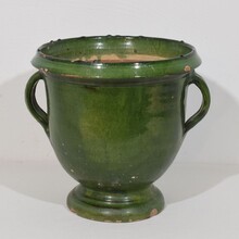 Green glazed earthenware Castelnaudary planter, France circa 1850-1900