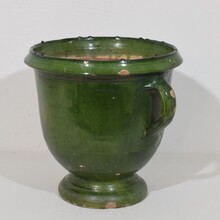 Green glazed earthenware Castelnaudary planter, France circa 1850-1900