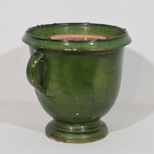 Green glazed earthenware Castelnaudary planter, France circa 1850-1900