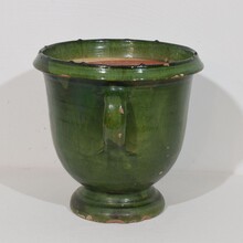 Green glazed earthenware Castelnaudary planter, France circa 1850-1900