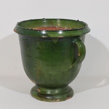 Green glazed earthenware Castelnaudary planter, France circa 1850-1900