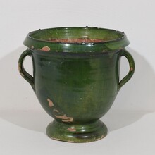 Green glazed earthenware Castelnaudary planter, France circa 1850-1900